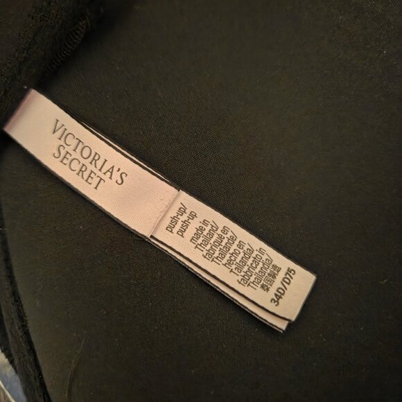 Victoria’s Secret 34D Bra Black T-Shirt Push-Up Mesh Racerback Front Closure - Picture 6 of 6